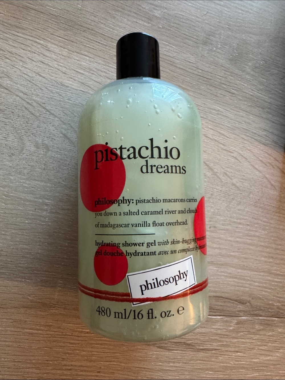 Philosophy Pistachio Dreams Hydrating Shower Gel - Light Green with Red Accents